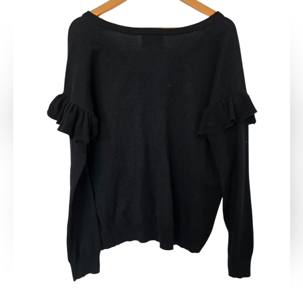 Anthropologie Folk By HanselfromBasel Black Sweater with Ruffle Detail Size Med - Picture 4 of 5